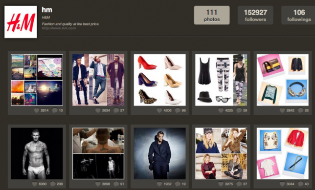 H&M: H&M feature artistic images alongside their fashion range, showing their creative edge.Followers: 152,000 -